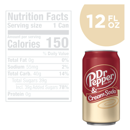 Dr Pepper & Cream Soda 12pk 12oz Can