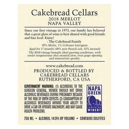 Cakebread Cellars Merlot 750ml