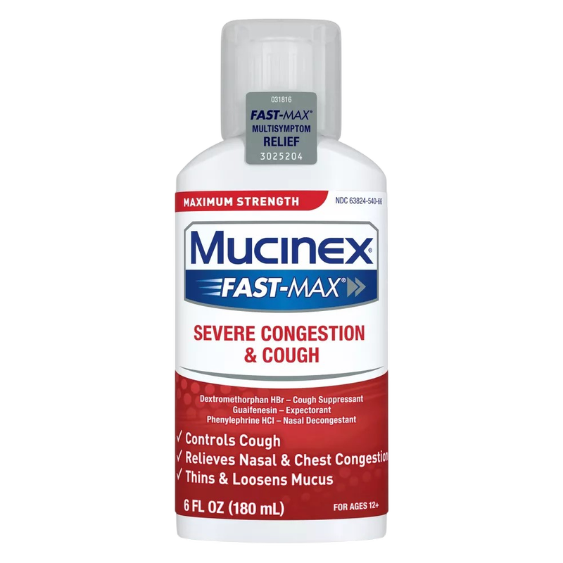 Mucinex Max Strength Severe Congestion & Cough Liquid Medicine, 6oz