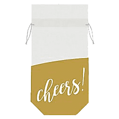 Bottle Bag Metallic Cheers Fabric W/Drawstring
