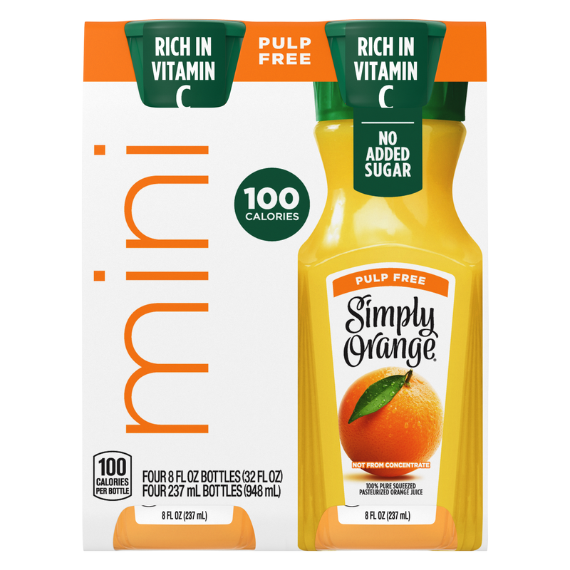 Simply Mini Box Simply Orange Juice 4pk 8oz 4pk Mini Bottles - Simply – BevMo!