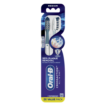 Oral-B CrossAction All In One Toothbrush Medium 2ct