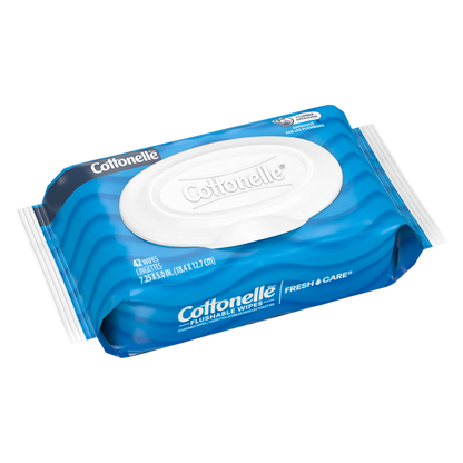 Cottonelle Fresh Care Flushable Wet Wipes, Adult Wet Wipes, 2 Flip-Top Packs, 42 Wipes Per Pack (84 Total Wipes)