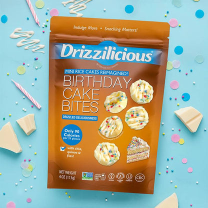Drizzilicious Birthday Cake Drizzled Mini Rice Cake, 4oz