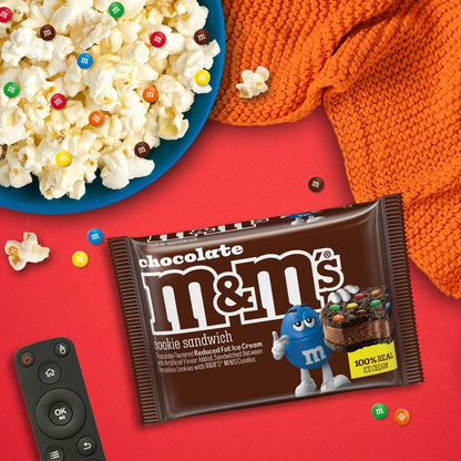 M&M'S Ice Cream Chocolate Cookie Sandwich, Reduced Fat Chocolate Ice Cream Dessert Cookie Sandwich, 4 Oz