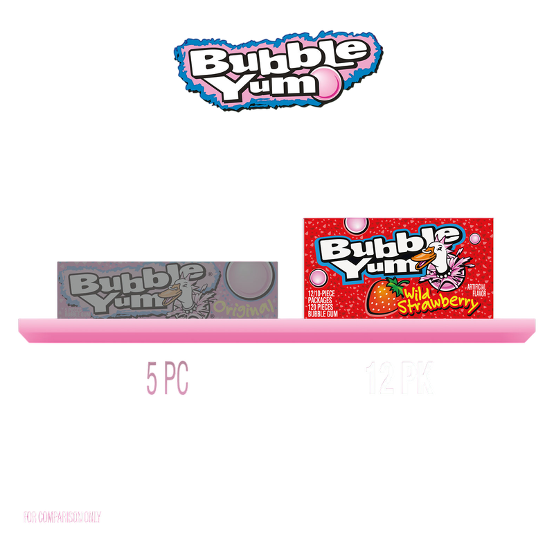 Bubble Yum Wild Strawberry Gum, 2.82 oz