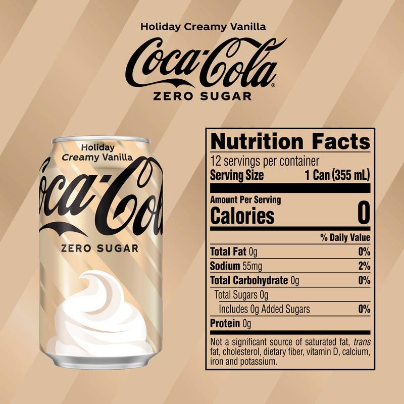 Coca-Cola Zero Sugar Holiday Creamy Vanilla 12pk 12oz Can