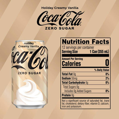 Coca-Cola Zero Sugar Holiday Creamy Vanilla 12pk 12oz Can
