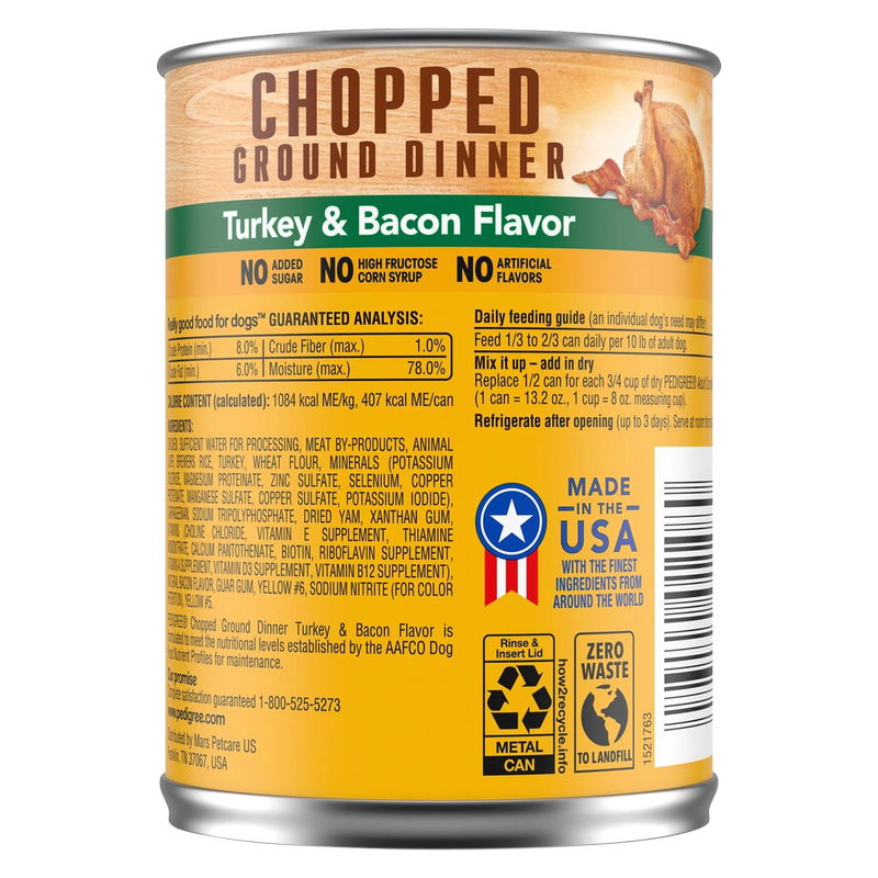 Pedigree Meaty Ground Dinner with Chunky Turkey & Bacon  13.2 oz