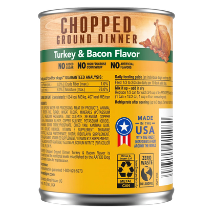 Pedigree Meaty Ground Dinner with Chunky Turkey & Bacon  13.2 oz