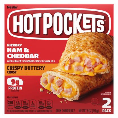 Hot Pockets Frozen Crispy Buttery Crust Hickory Ham & Cheddar 2ct 9oz