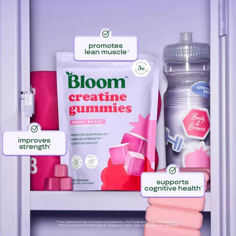 Bloom Creatine Gummies, Berry Boost, 36 Gummies, 12 servings