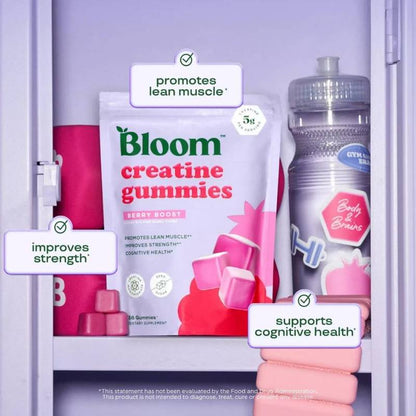 Bloom Creatine Gummies, Berry Boost, 36 Gummies, 12 servings
