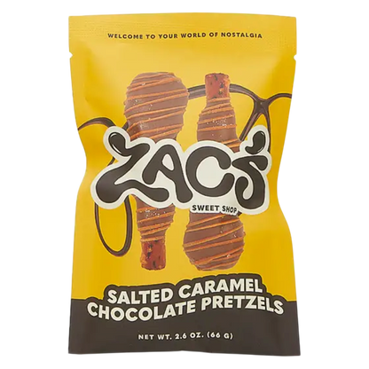 Zac's Sweet Shop Salted Caramel Chocolate Covered Pretzels, 2.6 oz