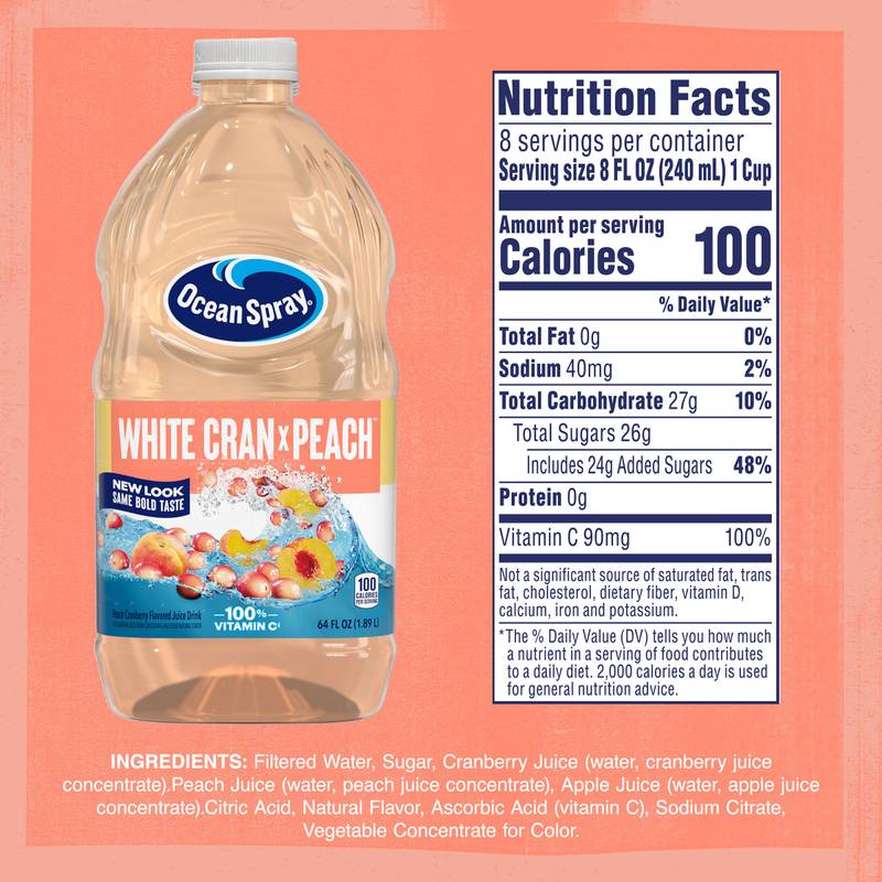 Ocean Spray White Cran-Peach Juice 64oz Btl