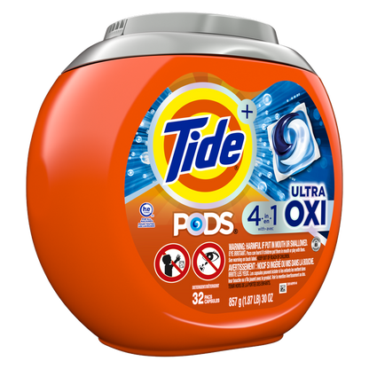 Tide PODS Liquid Laundry Detergent Pacs with Ultra Oxi 32ct