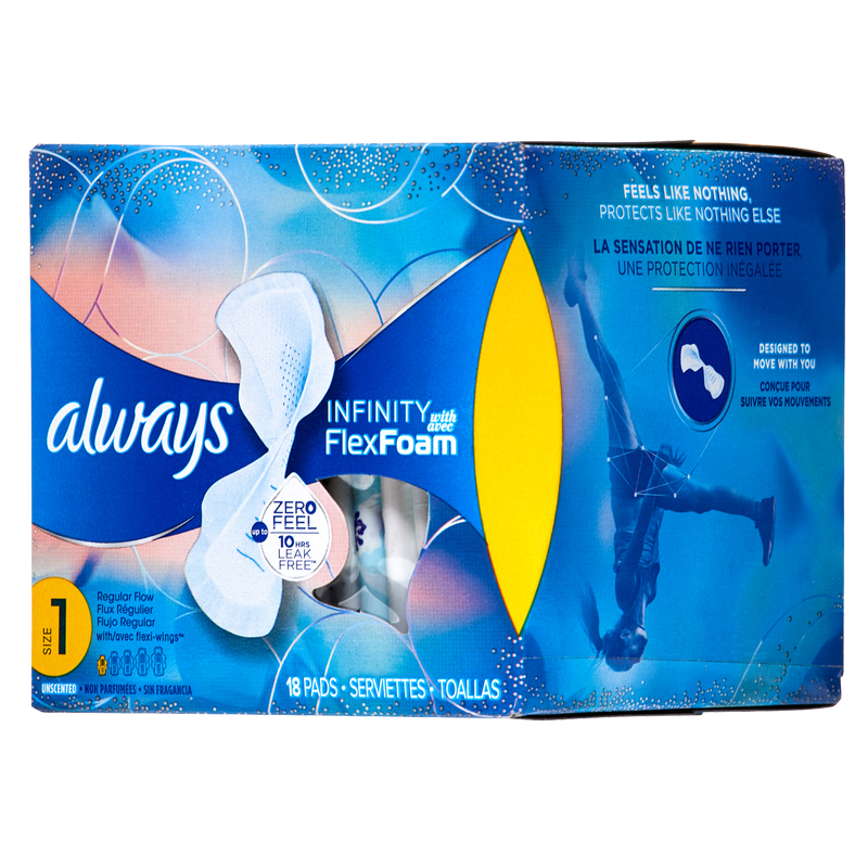 Always Regular Flow Unscented Pads with Wings Size 1 18ct