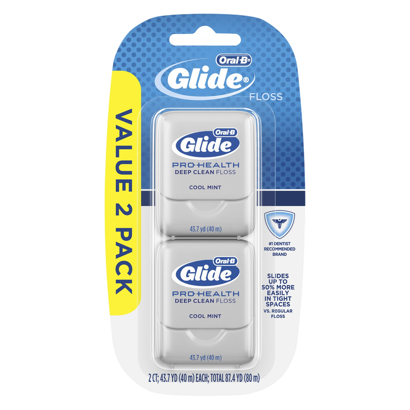 Oral-B Glide Deep Clean Cool Mint Dental Floss, Value 2 Pack (40m Each)