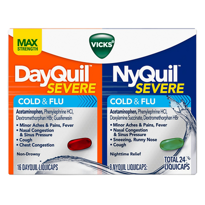 Vicks NyQuil DayQuil Combo Pack Severe Cold & Flu Caplets, 24ct