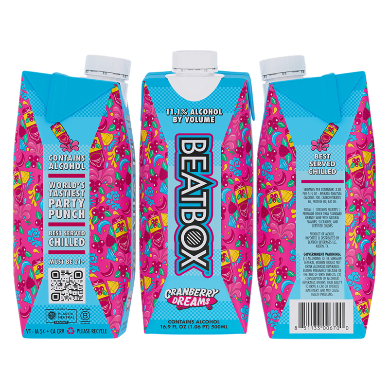 BeatBox Cranberry Dreams 500ml 11.1% ABV Wine Party Punch