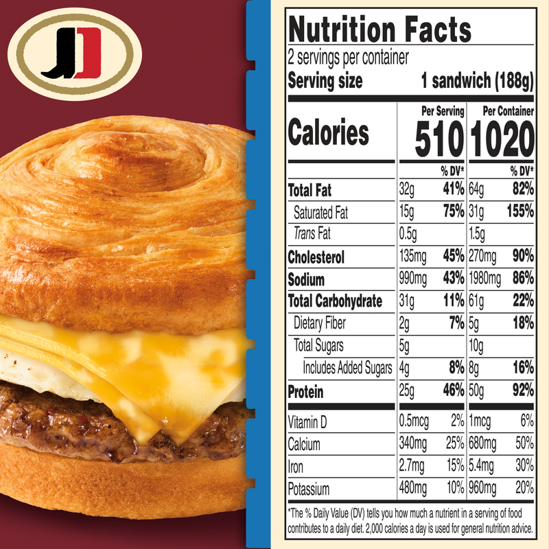 Jimmy Dean Protein Sausage Egg & Cheese Croissant Sandwiches 2ct