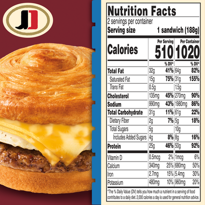 Jimmy Dean Protein Sausage Egg & Cheese Croissant Sandwiches 2ct