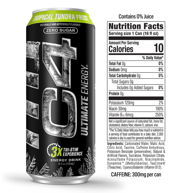 C4 Ultimate Energy Zero Sugar Tropical Tundra Frost 16oz Can