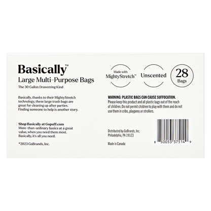 Basically 28ct MightyStretch 30 Gallon Multi-Purpose Bags