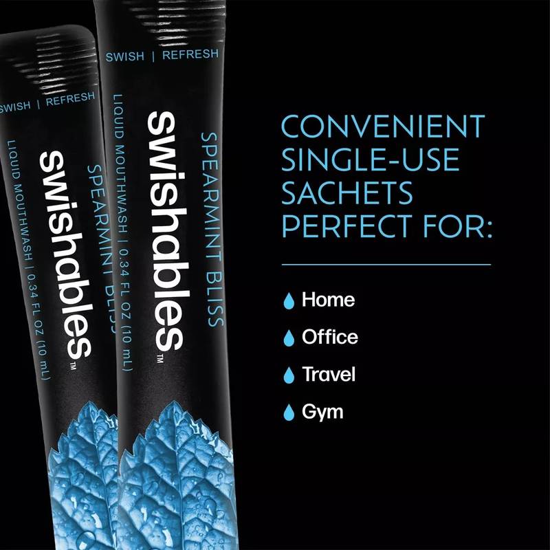 Swishables Liquid Mouthwash Spearmint, 36 Pack