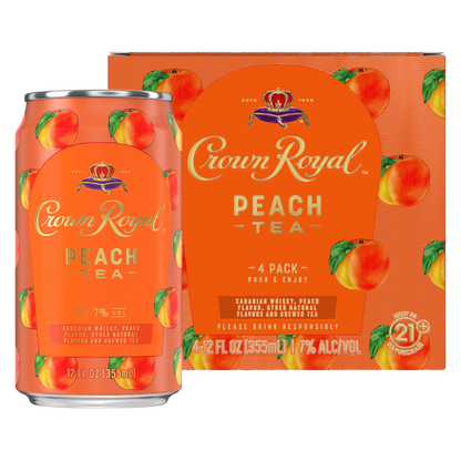 Crown Royal Peach Tea Canadian Whisky Cocktail 4pk 12oz Can 7% ABV