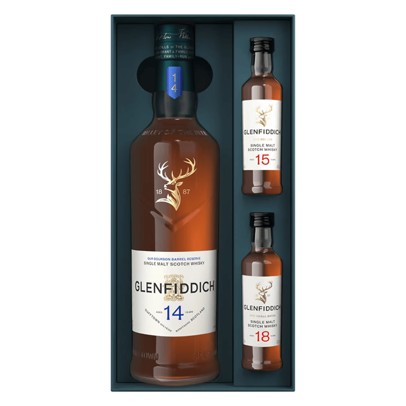Glenfiddich 14 Year 750ml with 15 & 18 Year 50ml Gift Set
