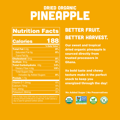Mavuno Harvest Organic Unsweetened Dried Pineapple, 2oz