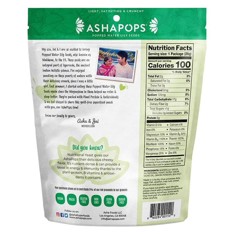 white cheddar cheese popped water lily seeds AshaPops Vegan Cheese Popped Water Lily Seeds, 1 oz