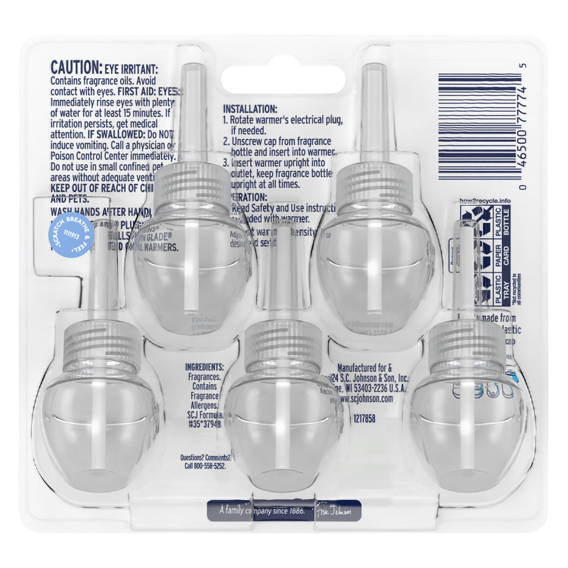 Glade Air Freshener Plug Ins Scented Oil Diffuser Refills, Clean Linen, 3.35 fl oz/5pk
