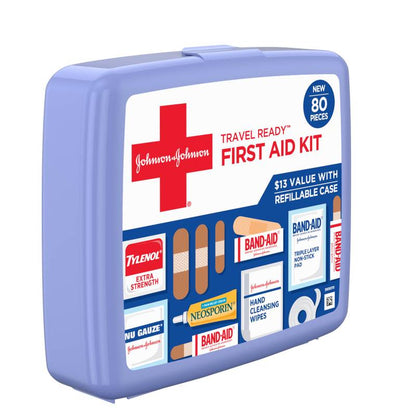 Johnson & Johnson Travel Ready First Aid Kit, 80 Pieces