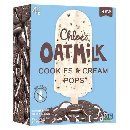 Chloe's Frozen Oatmilk Cookies and Cream Non-Dairy Bars 4ct