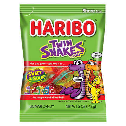 Haribo Sweet & Sour Twin Snakes Gummi Candy 5oz