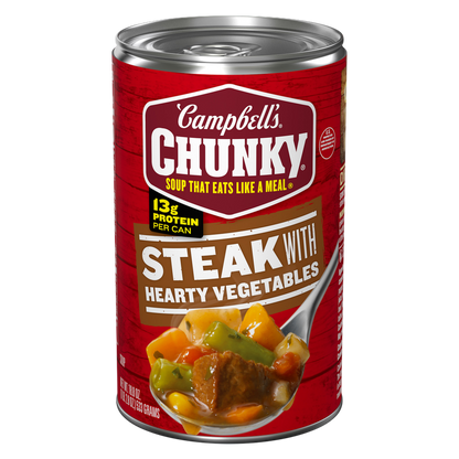 Campbell’s Chunky Soup, Steak With Hearty Vegetables Soup, 18.8oz