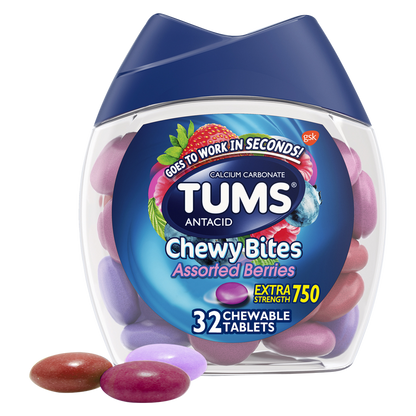 Tums Extra Strength Antacid Chewy Bites Assorted Berries 32ct