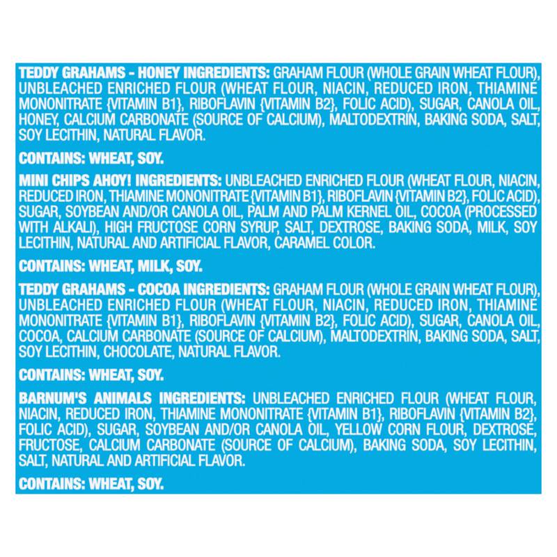 Nabisco Fun Shapes Variety Pack, Barnum's Animal Crackers, Teddy Grahams and CHIPS AHOY! Cookies, 20 Snack Packs