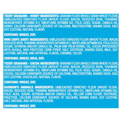 Nabisco Fun Shapes Variety Pack, Barnum's Animal Crackers, Teddy Grahams and CHIPS AHOY! Cookies, 20 Snack Packs