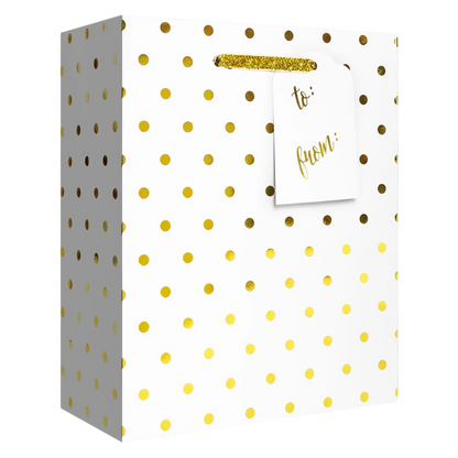 Clink Holographic Gold Dot Gift Bag, Medium
