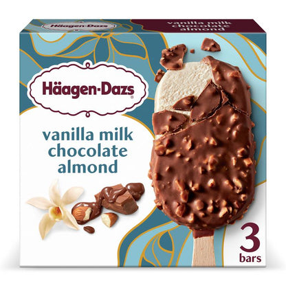 Haagen Dazs Vanilla Milk Chocolate Almond Ice Cream Bars, 3ct