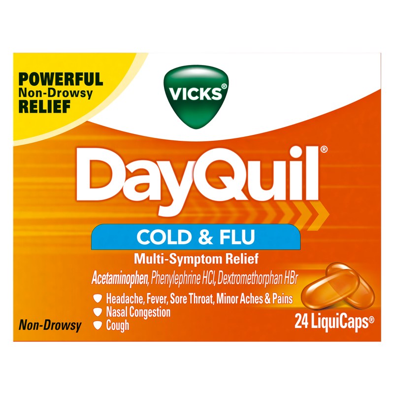 Vicks DayQuil Cold & Flu, LiquiCap Over-the-Counter Medicine, 24ct
