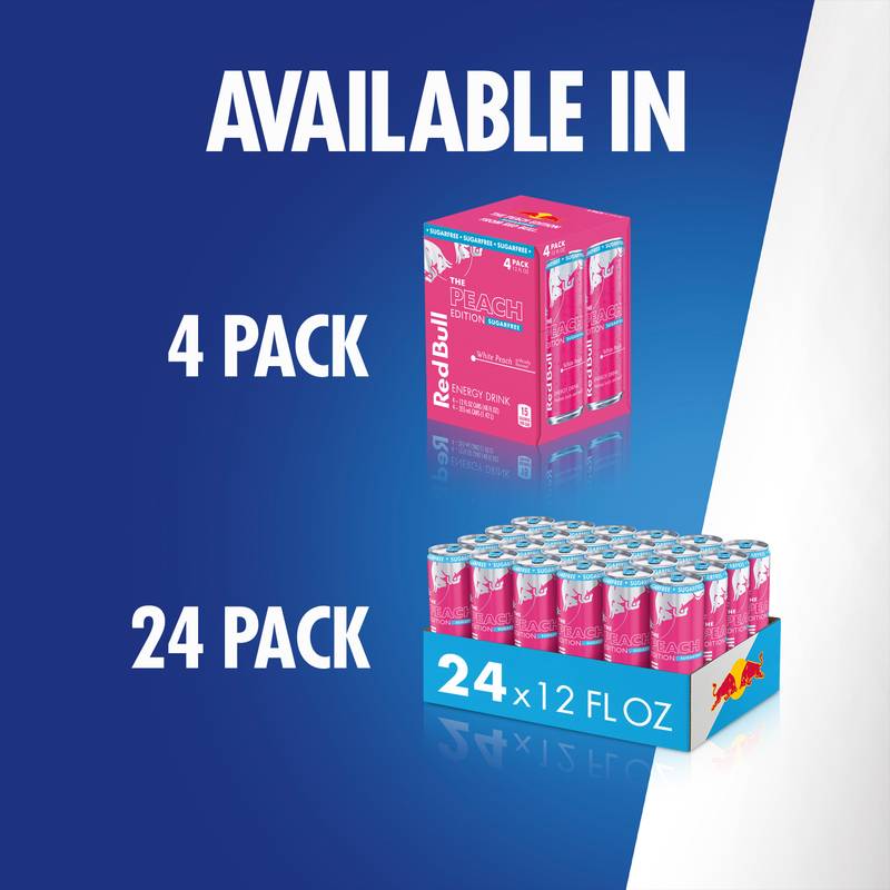 Red Bull Sugar Free White Peach Edition White Peach Energy Drink 12oz Can