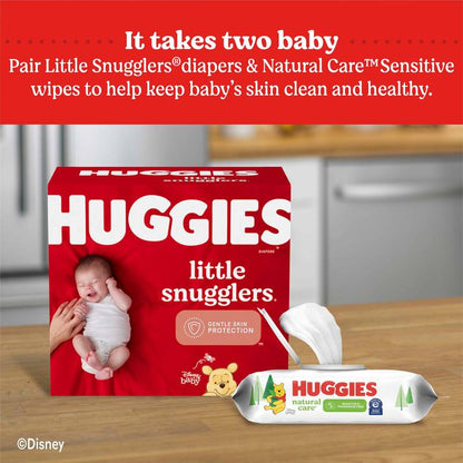 Huggies Natural Care Sensitive Baby Wipes, Unscented, 3 Flip-Top Packs (168 Wipes Total)