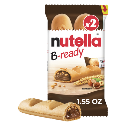 Nutella B-ready, 2 Snack Bars, Hazelnut Spread with Cocoa, Individually Wrapped, Snack Bar Pack
