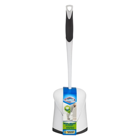 Clorox Hideaway Bowl Brush with Caddy White