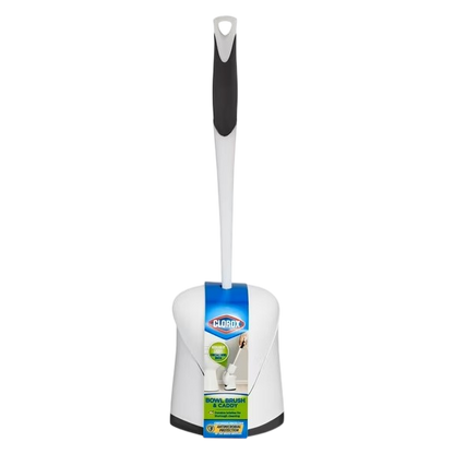 Clorox Hideaway Bowl Brush with Caddy White