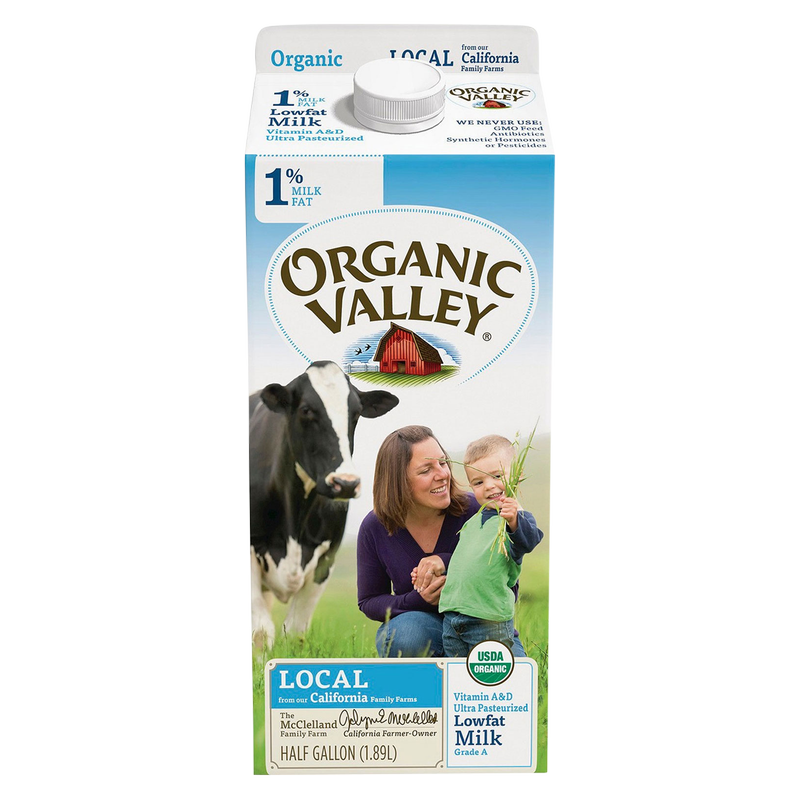 Organic Valley 1% Low Fat Milk 1/2 Gallon